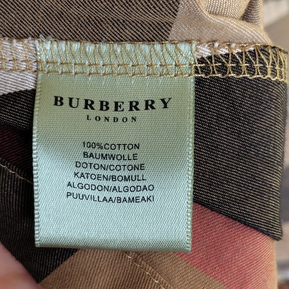 Burberry Tan, Black, White & Pink Plaid Long Sleeve Dress - Picture 4 of 11